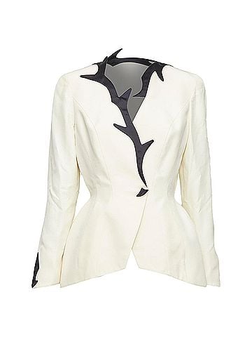 Thierry Mugler Thierry Mugler Cotton Border Collar Peplum Blazer (view 1)