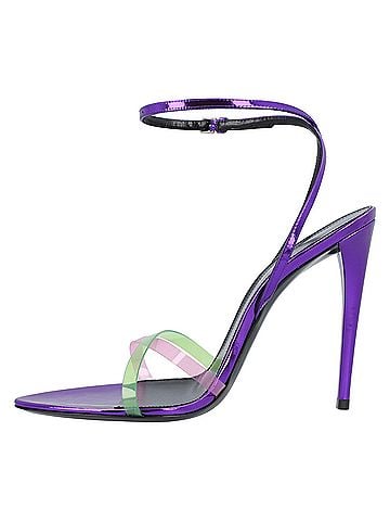 Saint Laurent Saint Laurent Gippy Patent Leather And Plexi Sandals Purple (view 2)