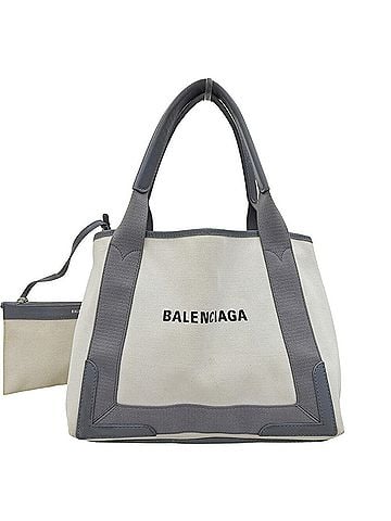 Balenciaga Balenciaga Navy Cabas S 339933 1381 V 002123 Hand Tote Bag Canvas Leather White Gray (view 1)