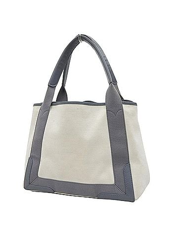 Balenciaga Balenciaga Navy Cabas S 339933 1381 V 002123 Hand Tote Bag Canvas Leather White Gray (view 2)