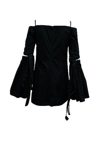 Ellery Ellery Cold-Shoulder Mini Dress in Black Cotton (view 2)