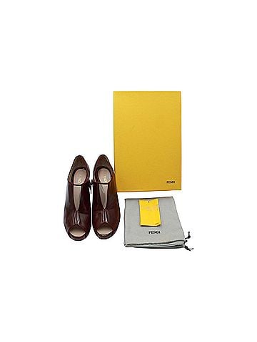Fendi Fendi Cut-Out Peep-Toe Ankle Boots in Burgundy Leather (view 2)