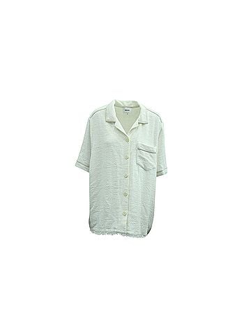 Nanushka Nanushka One Pocket Textured Shirt in White Cotton (view 1)