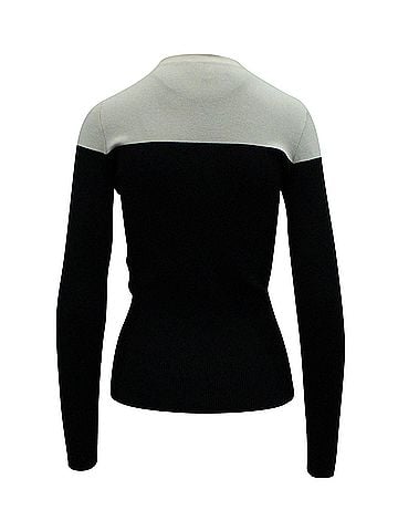 Paule Ka Paule Ka Bi-Color Long Sleeves Knit Top in Black and Beige Viscose  (view 2)