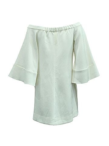 Ellery Ellery Elize Off-The-Shoulder Bell Sleeve Top in White Cotton (view 2)