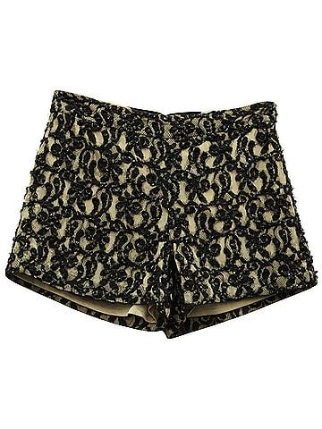 Alice + Olivia Alice & Olivia Embellished Guipure Shorts in Black Polyester (view 1)