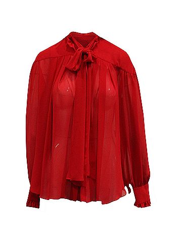 Rejina Pyo Rejina Pyo Lynn Tie Neck Long Sleeve Blouse in Red Polyester (view 1)
