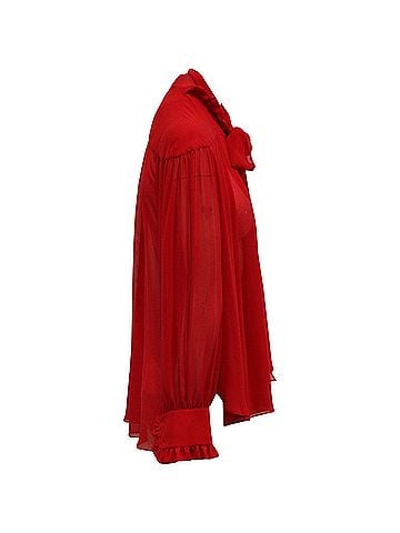 Rejina Pyo Rejina Pyo Lynn Tie Neck Long Sleeve Blouse in Red Polyester (view 2)