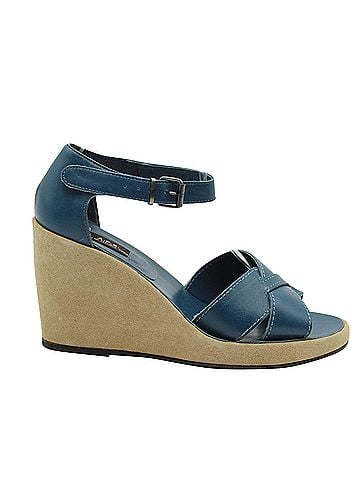A.P.C. A.P.C Wedge Sandals in Blue Cowhide Leather  (view 1)