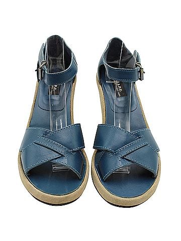 A.P.C. A.P.C Wedge Sandals in Blue Cowhide Leather  (view 2)