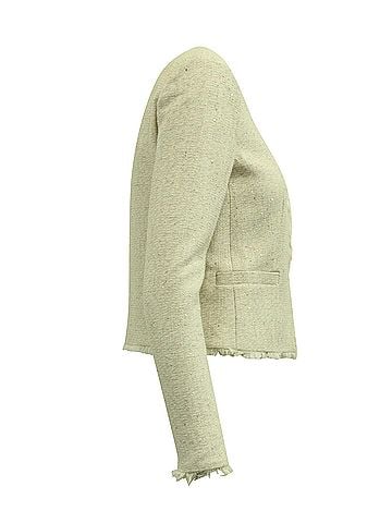 Alice + Olivia Alice + Olivia Tweed Jacket with Frayed Trim in Ivory Cotton (view 2)