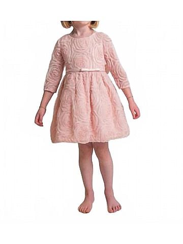 Sweet Kids Three Quarter Sleeve Rosette Mesh Satin Dress (view 2)