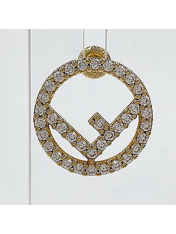 Fendi FENDI F-Is Earrings 8AH302 Gold Plated Rhinestones for Women (view 2)
