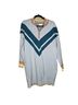 Maeve Chevron-herringbone Blue Teal Yellow Wool Dress Size M - photo 1