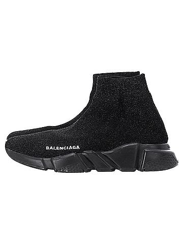Balenciaga   Balenciaga Speed Trainer Shoes in Black Polyester (view 2)