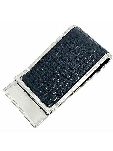 Gucci Gucci Money Clip, Embossed Leather and Metallic Black Wallet for Men, SYN-16606 (view 2)