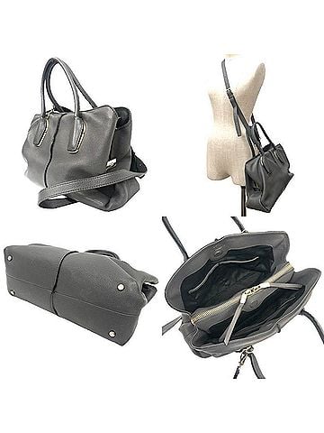 Tod's TOD'S D-BOW Shoulder Bag/Handbag in Grey Leather (view 2)
