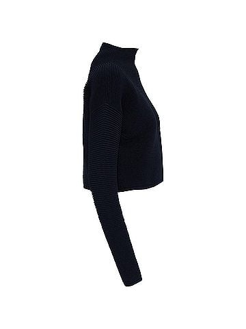 Dion Lee Dion Lee Mock Neck Rib Knit Sweater in Navy Blue Viscose (view 2)