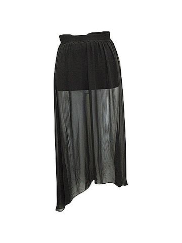 Alice + Olivia Alice + Olivia Ruffle Embellishment Sheer Skirt in Black Polyester  (view 1)