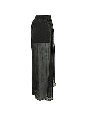 Alice + Olivia Alice + Olivia Ruffle Embellishment Sheer Skirt in Black Polyester  (view 2)