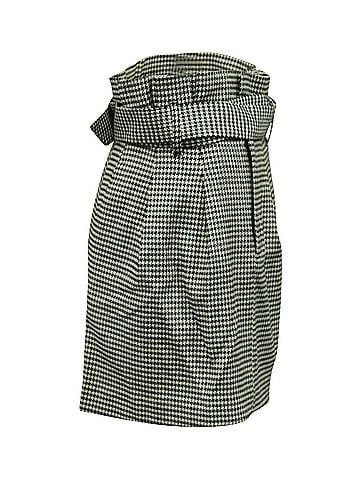 Alice + Olivia Alice & Olivia Houndstooth Belted Mini Skirt in Black/White Viscose (view 2)