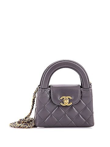 Chanel Kelly Top Handle Shopping Bag Quilted Shiny Aged Calfskin Nano (view 1)