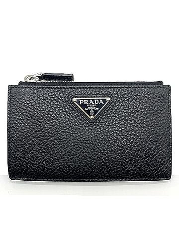 Prada Prada Vitello Dino Leather Card Case/Coin Case, Black, 2MC086 2E54 PRADA (view 1)