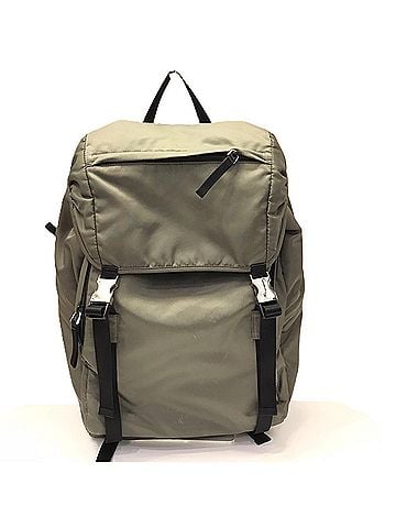 Prada Prada nylon backpack/daypack with plate in khaki green (view 1)