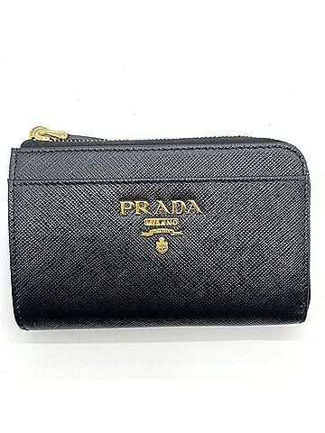 Prada Prada Coin Case Fragment in Saffiano Metal, Black, 1PP122 (view 1)