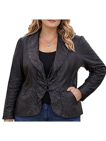 Classiques Entier Classic Leather Ruffle Blazer  Leather Jacket (view 1)