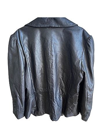 Classiques Entier Classic Leather Ruffle Blazer  Leather Jacket (view 2)
