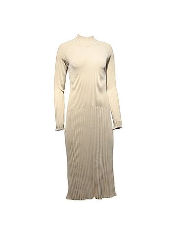 Proenza Schouler Proenza Schouler Carmen Ribbed-Knit Midi Dress in Cream Viscose (view 1)