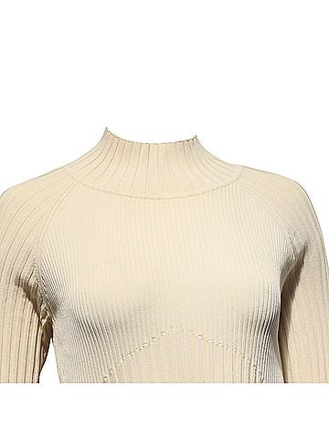 Proenza Schouler Proenza Schouler Carmen Ribbed-Knit Midi Dress in Cream Viscose (view 2)