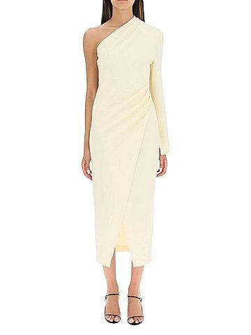 Nanushka Florence Vanilla One-Shoulder Asymmetric Midi Cocktail Dress (view 2)