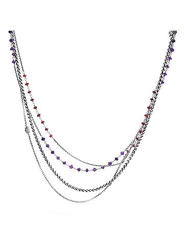 David Yurman Multistrand Starburst Station Necklace Sterling Silver with Amethysts and Garnets (view 1)