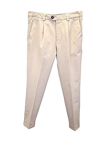 Brunello Cucinelli Brunello Cucinelli Leisure Fit Pants in Beige Cotton (view 1)