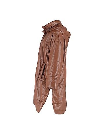 Nanushka Nanushka Eska Long Vegan Puffer in Brown Polyester (view 2)