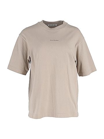 Acne Acne Studios Logo T-shirt in Beige Cotton (view 1)