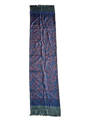 Title Unknown Silk Paisley Handcraft in Olive Green, Blue and Red Scarf (view 1)