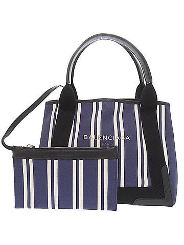 Balenciaga Excellent condition Balenciaga Navy Cabas canvas and leather tote bag/handbag 0737BALENCIAGA (view 1)