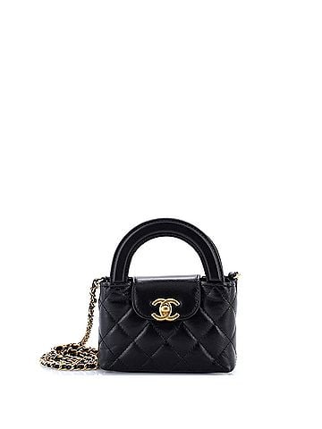 Chanel Kelly Top Handle Shopping Bag Quilted Shiny Aged Calfskin Nano (view 1)