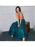 STAUD Orange Green Casual Dress Size L - photo 5