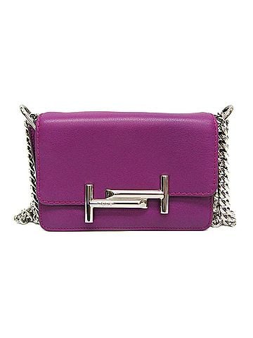Tod's Tod's Double T Chain Shoulder Bag Women's Leather Shoulder Bag Purple (view 1)
