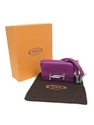 Tod's Tod's Double T Chain Shoulder Bag Women's Leather Shoulder Bag Purple (view 2)