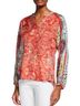 Johnny Was 100% Silk Floral Orange Multi Color Long Sleeve Button-Down Shirt Size XS - photo 7