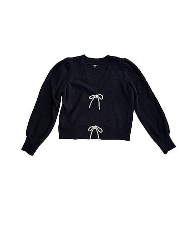 Express V-Neck Embelished Bow Cardigan (view 1)