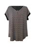 DressBarn Print Pink Black White Short Sleeve Top Size L - photo 1