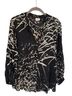 Parker Graphic Black White 3/4 Sleeve Silk Top Size L - photo 1