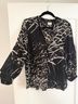 Parker Graphic Black White 3/4 Sleeve Silk Top Size L - photo 6