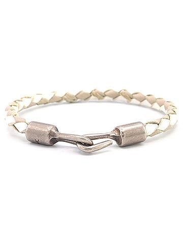 Saint Laurent Saint Laurent Bracelet Gray White Leather Metal Bangle for Men and Women SAINT LAURENT (view 1)